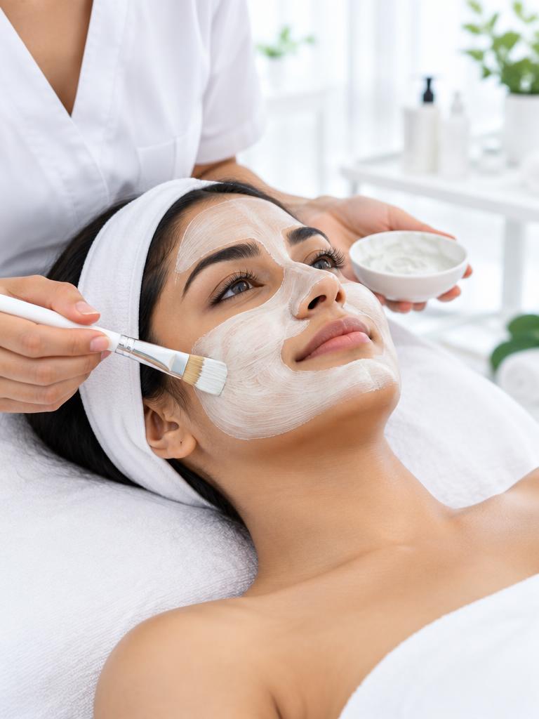 Facial skincare treatment with a soft brush