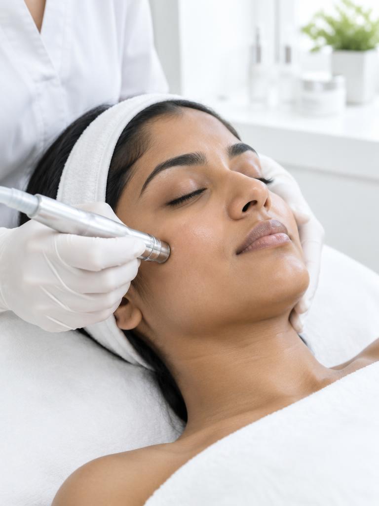Close-up of a professional facial skincare device